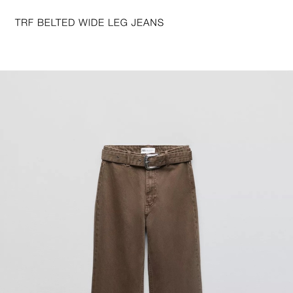 Zara Chocolate Brown Wide Leg Jeans with Belt